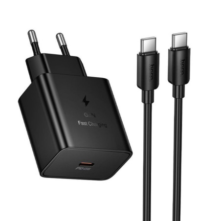 Phone charger Hoco USB C QC PD 45W + cable USB C to USB C N77 black
