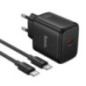 Phone GaN charger Hoco USB C PD AVS 40W max 60W with USB C to USB C cable N83 black