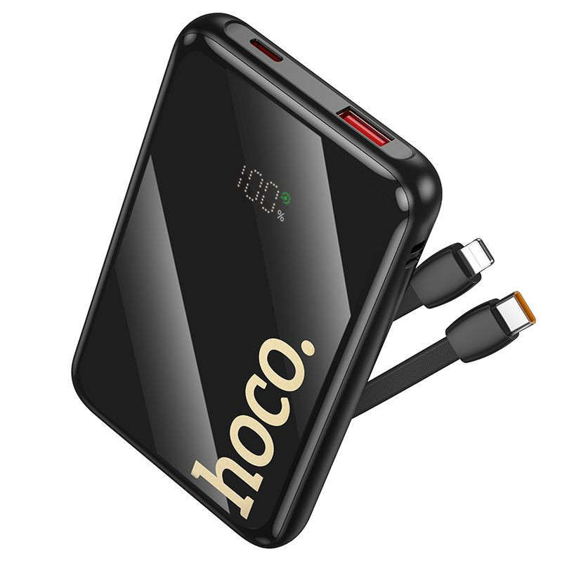 Powerbank Hoco 10000 mAh QC PD 22,5W with built-in cables USB C + Lightning Q37 black