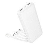 Powerbank Hoco 10000 mAh 2A with four built-in cables USB A + USB C+ Lightning + Micro USB J163 white