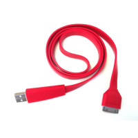 Datenkabel USB FLAT ROT für Apple iPhone 2G / 3G / 3Gs / 4G / iPad1G / iPad2G / 4s (Länge: 1 Meter)