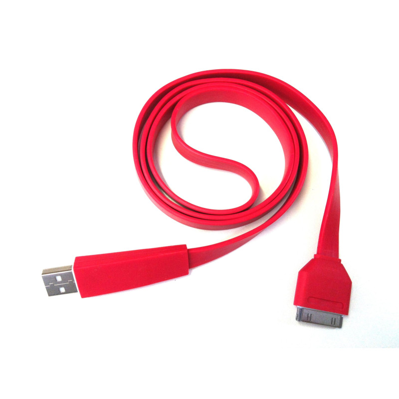 Datenkabel USB FLAT ROT für Apple iPhone 2G / 3G / 3Gs / 4G / iPad1G / iPad2G / 4s (Länge: 1 Meter)