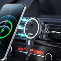 Dudao magnetic car phone holder wireless Qi charger 15 W (MagSafe compatible for iPhone) black (F13)