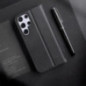Dux Ducis Hivo Leather Flip Cover Genuine Leather Wallet For Cards And Documents für Samsung Galaxy S22 Ultra Black