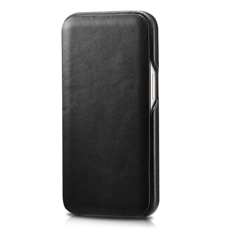 iCARER CURVED EDGE FOLIO ECHTLEDER schwarz für Apple iPhone 13