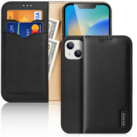 Dux Ducis Hivo Leather Flip Cover Genuine Leather Wallet for Cards and Documents black für Apple iPhone 14