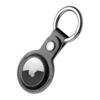 CASE mit Befestigungsring PU-Leder schwarz für Apple Airtag