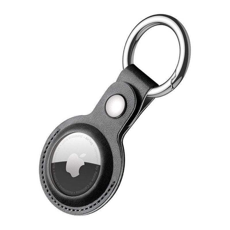 CASE mit Befestigungsring PU-Leder schwarz für Apple Airtag