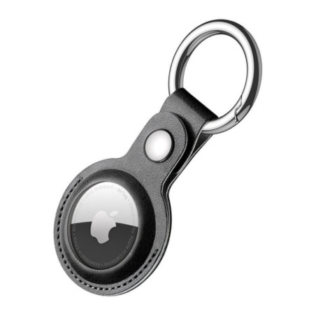 CASE mit Befestigungsring PU-Leder schwarz für Apple Airtag