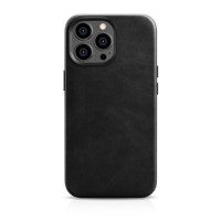iCarer Oil Wax Premium Leather Case Magnetic Leather Case with MagSafe Black für Apple iPhone 14 Pro Max