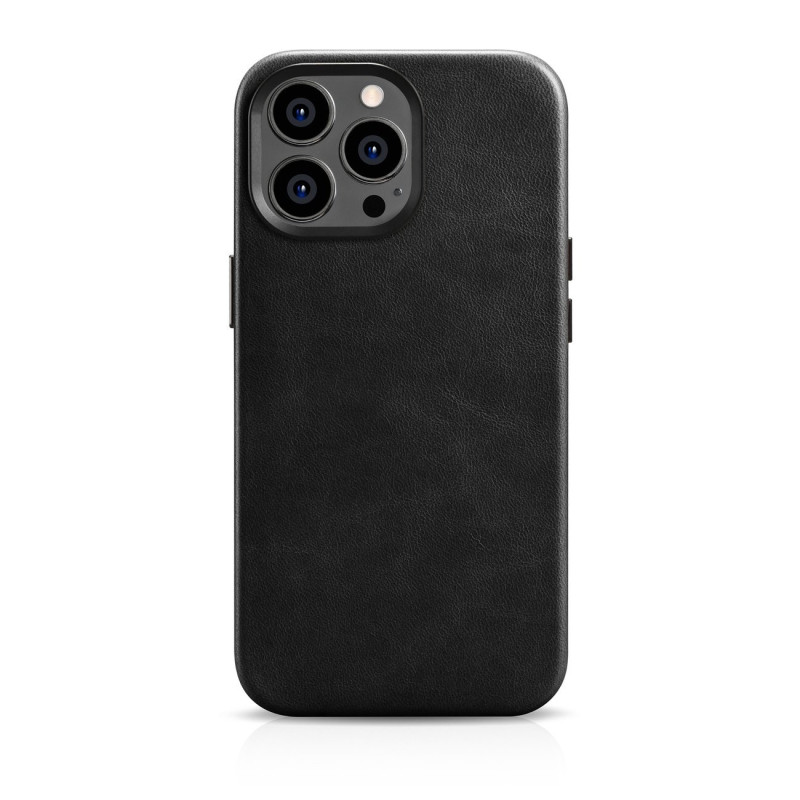 iCarer Oil Wax Premium Leather Case Magnetic Leather Case with MagSafe Black für Apple iPhone 14 Pro Max