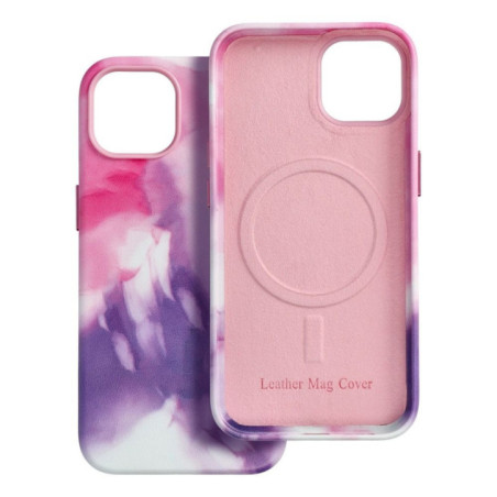 Back-Cover MAGSAFE-kompatibel Leather purple splash für Apple iPhone 13