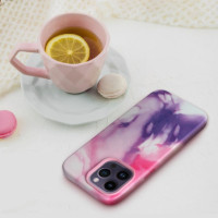 Back-Cover MAGSAFE-kompatibel Leather purple splash für Apple iPhone 13