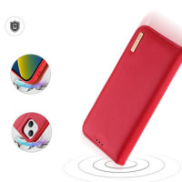 Dux Ducis Hivo Leather Flip Cover Genuine Leather Wallet for Cards and Documents red für Apple iPhone 15 Pro