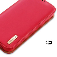 Dux Ducis Hivo Leather Flip Cover Genuine Leather Wallet for Cards and Documents red für Apple iPhone 15
