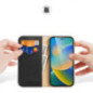 Dux Ducis Hivo Leather Flip Cover Genuine Leather Wallet for Cards and Documents black für Apple iPhone 15 Pro
