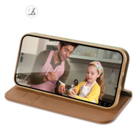 Dux Ducis Hivo Leather Flip Cover Genuine Leather Wallet for Cards and Documents brown für Apple iPhone 15 Pro