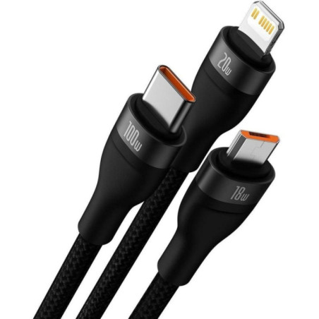 6in1-Kabel USB-C+USB-A --- USB-C+Lightning+microUSB 20W 100cm BASEUS
