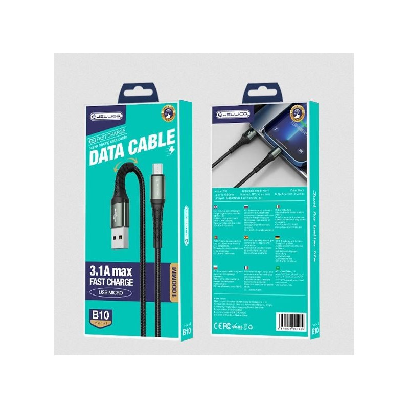 CABLE USB-A - microUSB 100cm Jellico Premium Braided B10 3.1A