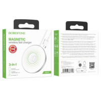 Cable MagSafe+Watch+Headset 3in1 BOROFONE BQ18 15W magnetic Qi wireless charger white