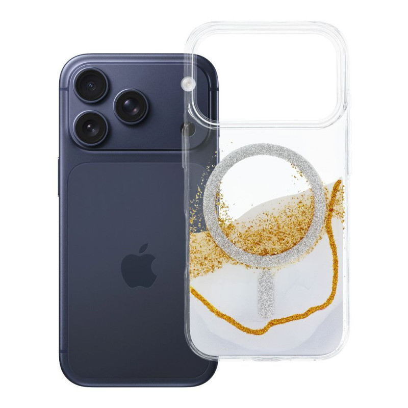 Case for iPhone 17 Pro / 18 Pro (low camera edge) Golden compatible with MagSafe white