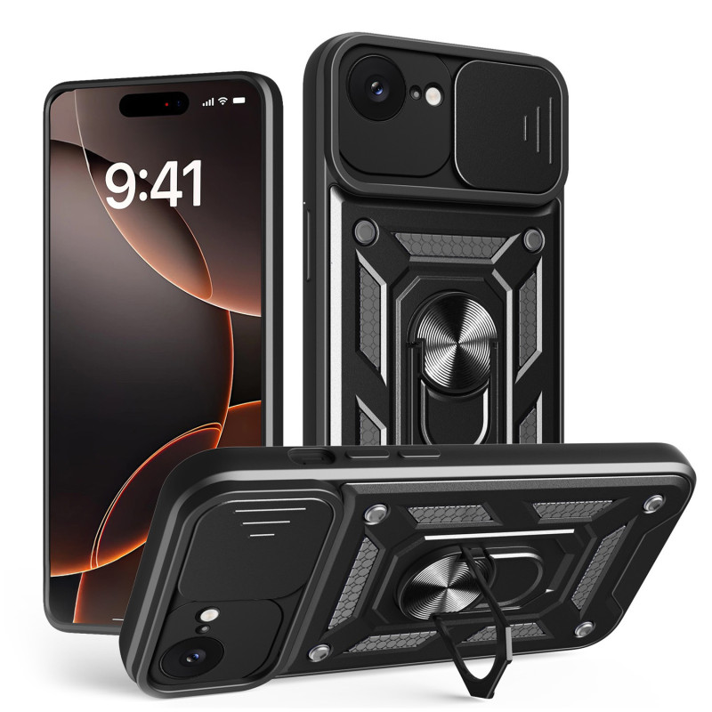 BACK-CASE NITRO DEFENDER RING schwarz für Apple iPhone 16e / iPhone 17e