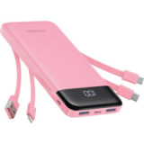 Powerbank 5V 3A 10000 mAh with built-in cables USB A / USB C / Lightning / Micro USB Charmast W1148 pink