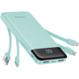 Powerbank 5V 3A 10000 mAh with built-in cables USB A / USB C / Lightning / Micro USB Charmast W1148 green