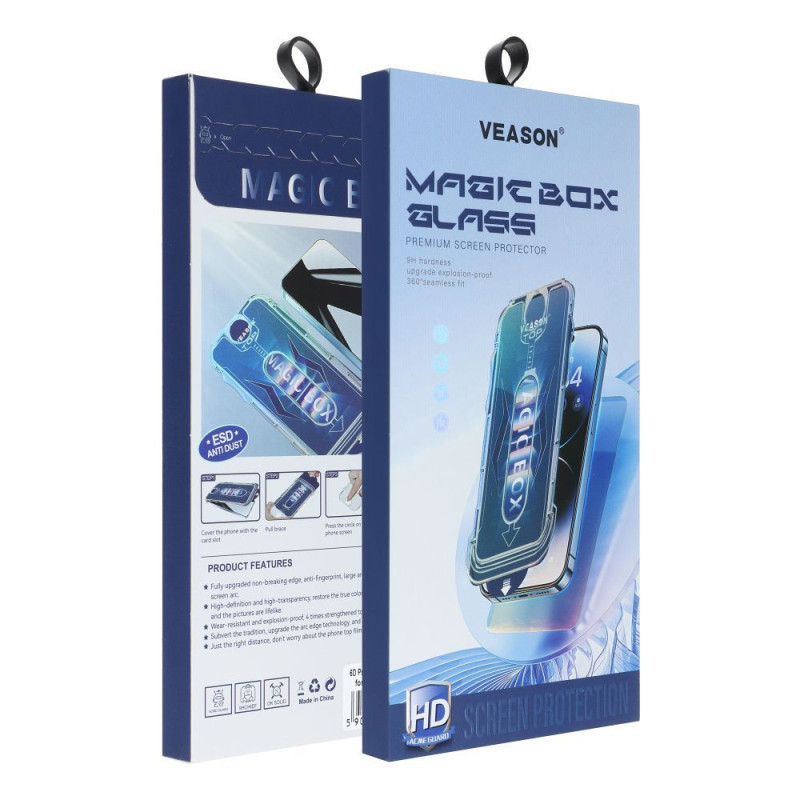 6D Pro Veason Easy-Install Glass + Applicator  - for Iphone 18 black
