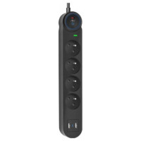 Extension cord 4 sockets + 2 x USB A + USB C Art FU815 3 m black