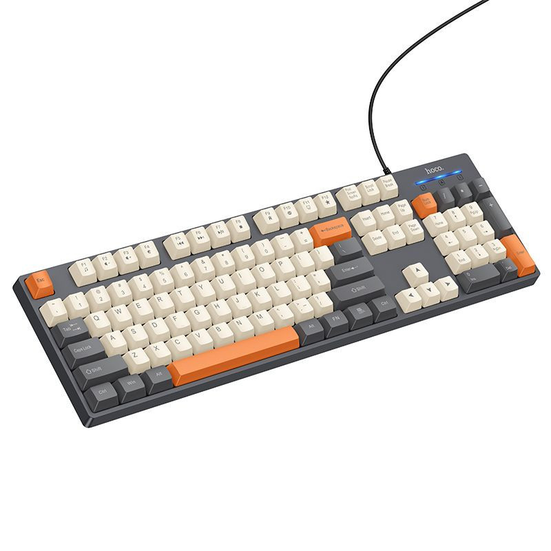 Wired keyboard QWERTY Hoco GM61 tri-color (white, grey, orange)