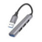 Adapter HUB 4in1 (USB 3.0+USB 2.0 x 3) USB-A Hoco HB26 szary