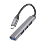 Adapter HUB 4w1 (USB 3.0+USB 2.0 x 3) USB-A Hoco HB26 szary