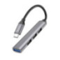 Adapter HUB 4w1 (USB 3.0+USB 2.0 x 3) USB-A Hoco HB26 szary