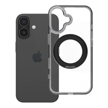 Case for iPhone 16 Frame Circle Stand compatible with MagSafe black