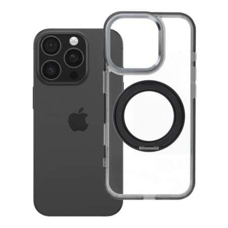 Case for iPhone 16 PRO Frame Circle Stand compatible with MagSafe black