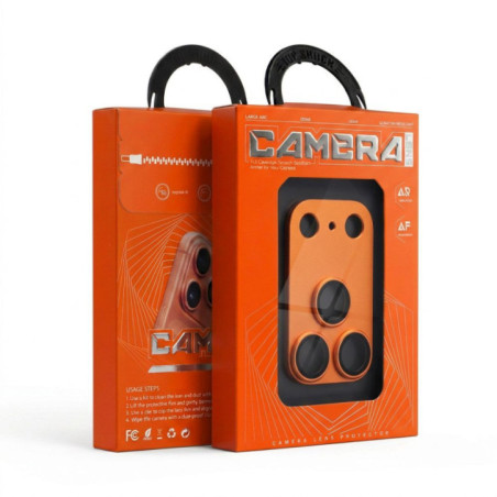 Tempered Glass Camera Lens for iPhone 17 PRO MAX AR+AF Full Metal orange