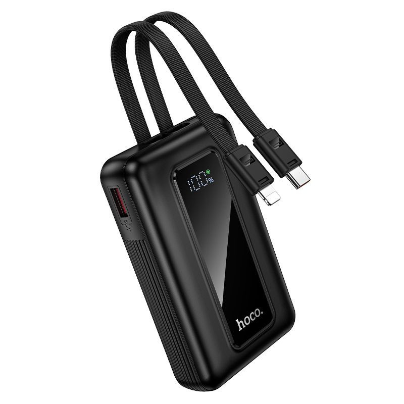 Powerbank 10000 mAh QC PD 22,5W with built-in cables USB C+ Lightning Hoco J162 black Powerbank 10000 mAh QC PD 22,5W with built-in cables USB C+ Lightning Hoco J162 black