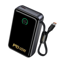 Powerbank 20000 mAh QC PD 2A 45W with built-in cable USB C Hoco Q54 metal gray