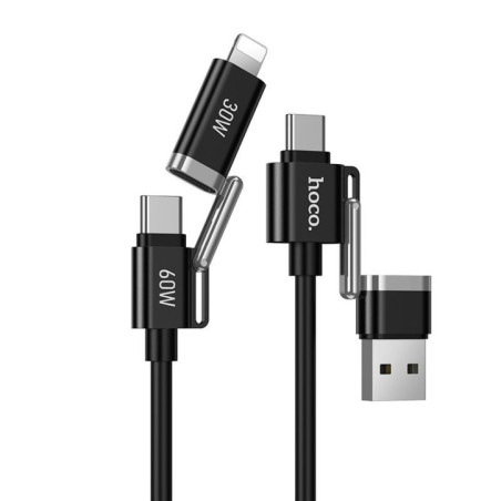 Cable 4w1 USB A/USB C do USB C/Lightning Hoco 3A 60W 1