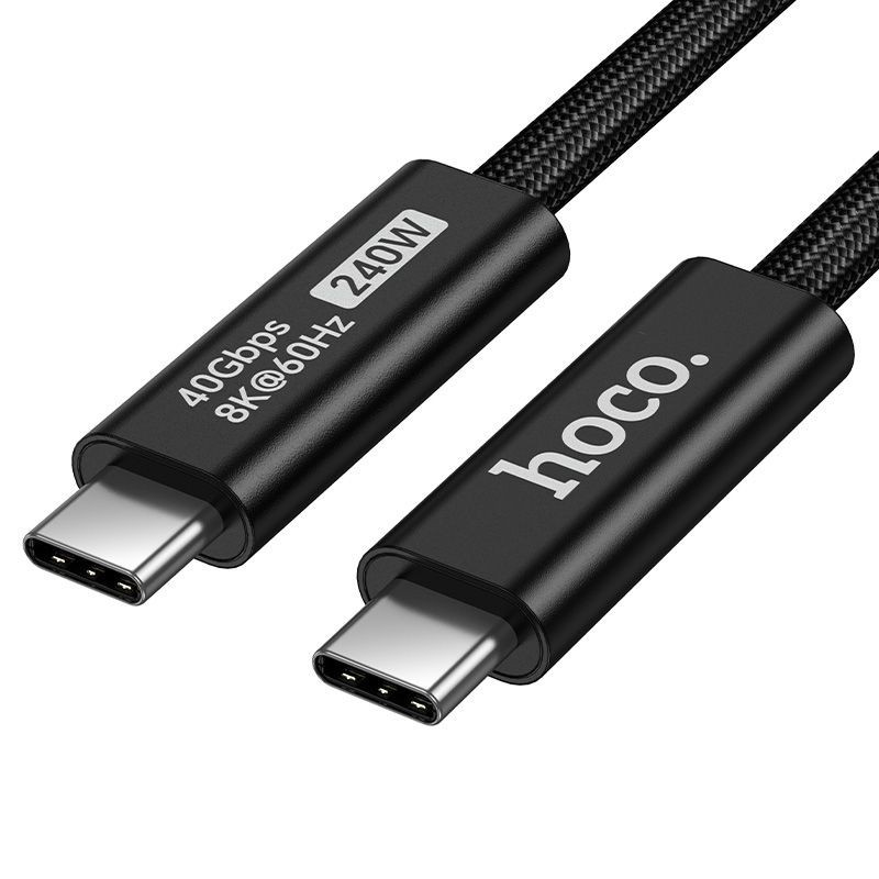 Cable USB C do USB C Hoco USB4 40Gbps/8K60Hz 5A 240W 2m US15 black Cable USB C do USB C Hoco USB4 40Gbps/8K60Hz 5A 240W 2m US15 black