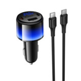 Car charger Hoco USB A + 2xUSB C PD QC3.0 57W with USB C to C cable Z69B black