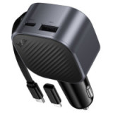 Car charger Hoco USB A + USB C PD QC3.0 45W with retractable cable USB C Z68 black