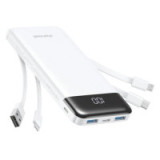 Powerbank Charmast W1148 5V 3A 10000 mAh with built-in cables USB A / USB C / Lightning / Micro USB White