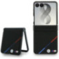 BMW case for SAMSUNG GALAXY Z FLIP 8 compatibile with MagSafe (Leather Perforated Tricolor Stripe Metal Logos) black