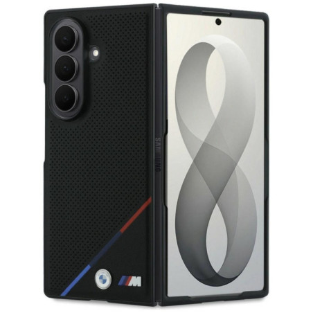 BMW case for SAMSUNG GALAXY Z FOLD 8 ULTRA compatibile with MagSafe (Leather Perforated Tricolor Stripe Metal Logos) black