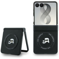 KARL LAGERFELD case for SAMSUNG GALAXY Z FLIP 8 compatible with MagSafe (Karl&Choupette Saffiano Pins) black