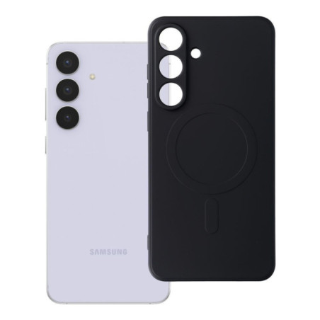 Case for Samsung S25 FE Silicone Mag Cover compatible with MagSafe (camera protection) black