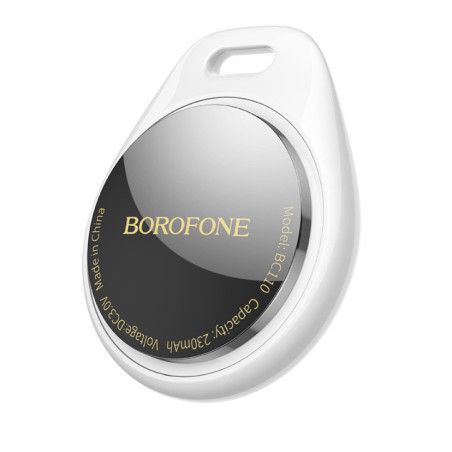 BOROFONE GPS Locator Tracker Tag white (UNIVERSAL for Apple Find + Android Find Hub)