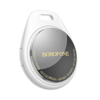 BOROFONE GPS Locator Tracker Tag white (UNIVERSAL for Apple Find + Android Find Hub)